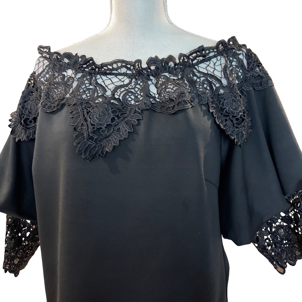 #A257  CQ by CQ  Romantic  Black Lace Off-Shoulder Chic Vintage Top NWOT  L - Picture 9 of 11